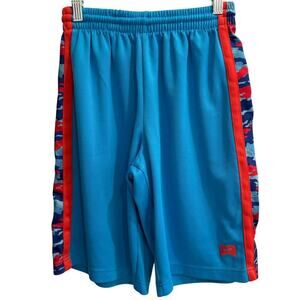 Nike Boys Large 12 - 13 Aqua Blue Shorts with Camo Side Stripe Elastic Waist